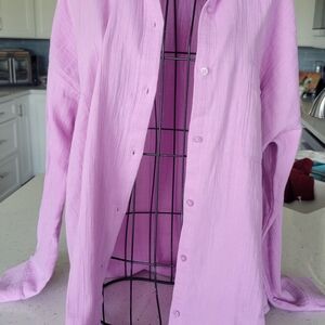 LOFT Ladies' Light Pink Casual Button Down Shirt